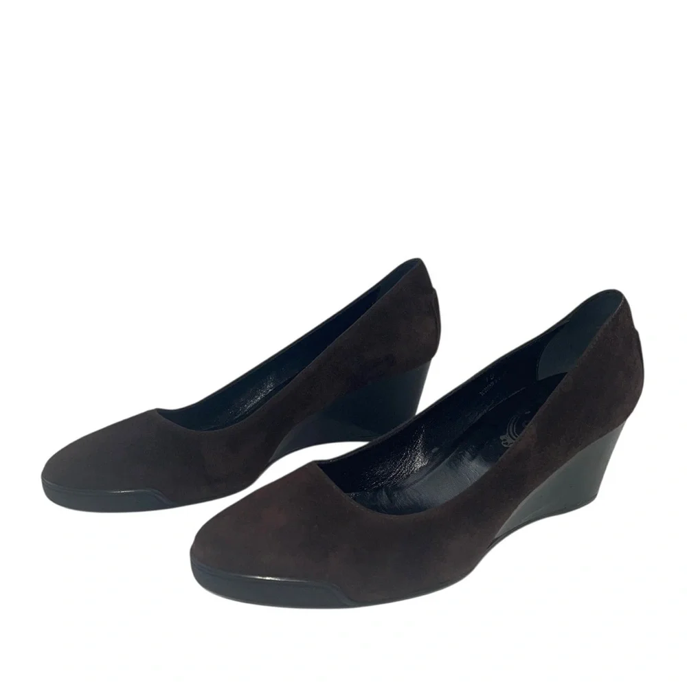 Tod’s Zeppa Gomma Décolleté Chocolate Brown Suede Wedges Loafer Pumps Size 39